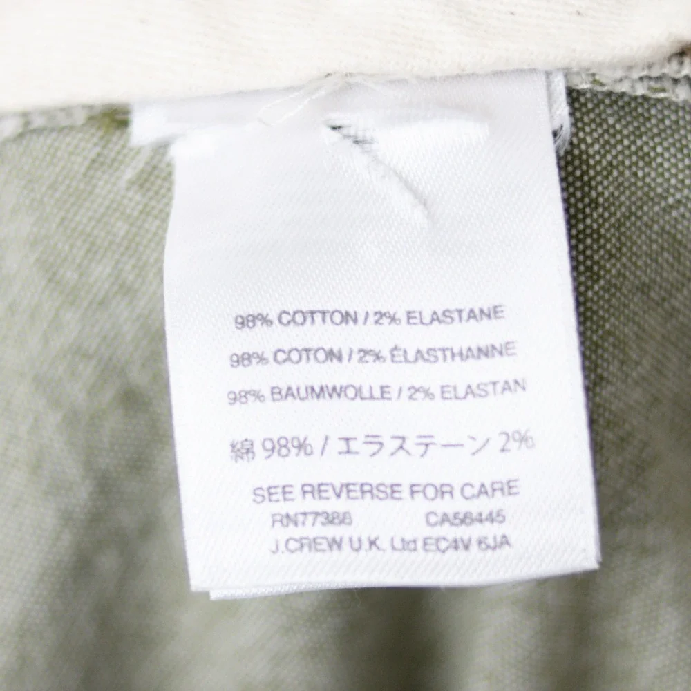 J Crew Pants Stretch Mens 34x30 Olive Green Chambray Chino Trousers Casual Prep